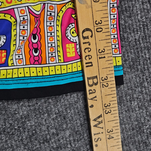 Trina Turk Wide Leg Pants Small Black Aztec Boho Printed Waist Hem Festival - Picture 8 of 8